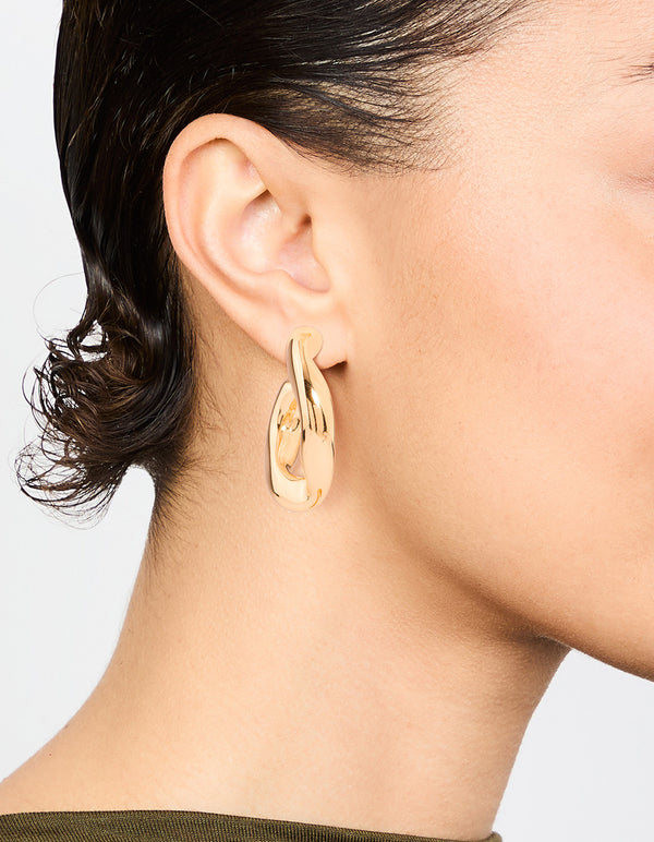 Gold Plated Twisted Wave Hoop Earrings