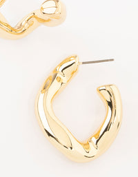 Gold Plated Twisted Wave Hoop Earrings - link has visual effect only