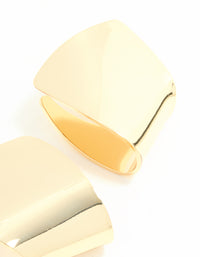 Gold Plated Smooth Folded Stud Earrings - link has visual effect only