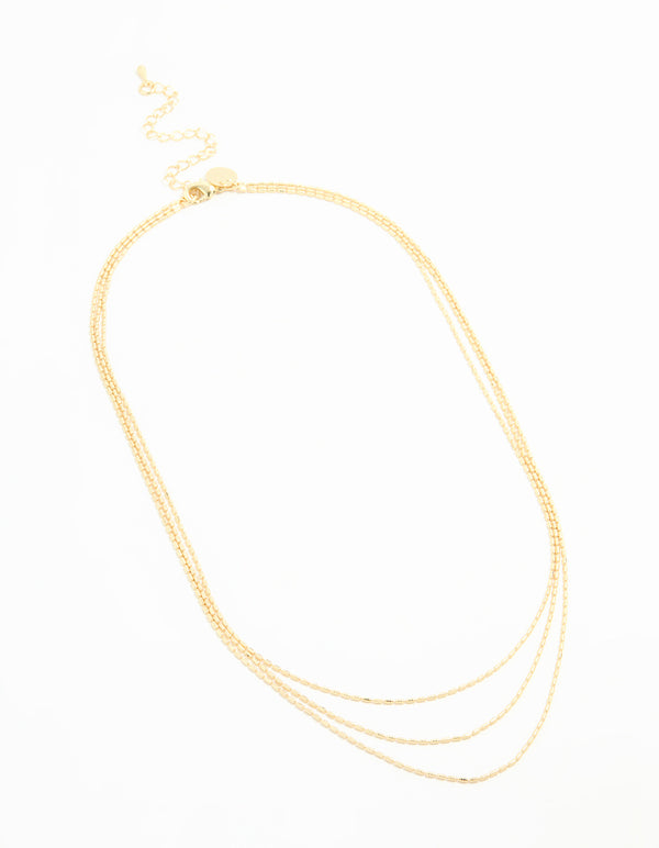 Gold Plated Thin Chain Layered Necklace