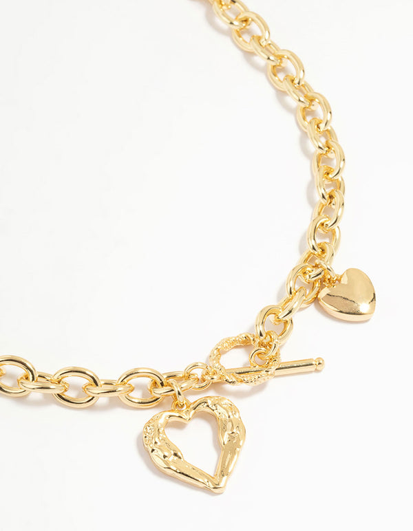 Gold Plated Heart T&O Necklace