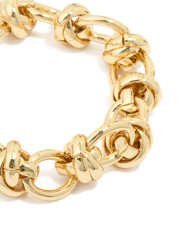 Gold Plated Round Knot Link Bracelet