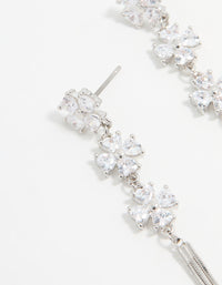 Silver Cubic Zirconia Triangular Floral Drop Earrings - link has visual effect only