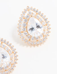 Gold Cubic Zirconia Sparkling Pear Stud Earrings - link has visual effect only