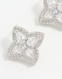 Silver Cubic Zirconia Marquise Flower Stud Earrings - link has visual effect only
