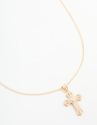 Gold Cubic Zirconia Mini Cross Necklace - link has visual effect only