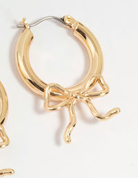 Gold Cutesy Bow Hoop Earrings - link has visual effect only