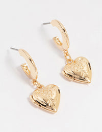 Gold Antique Heart Locket Earrings - link has visual effect only