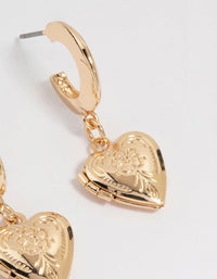 Gold Antique Heart Locket Earrings - link has visual effect only