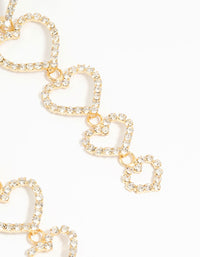 Gold Diamante Hearts Drop Earrings - link has visual effect only