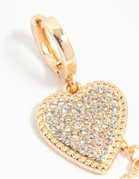 Gold Diamante & Pink Heart Drop Earrings - link has visual effect only