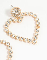 Gold Diamante Mega Heart Drop Earrings - link has visual effect only