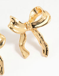 Gold Lovely Bow Stud Earrings - link has visual effect only