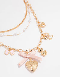 Gold Heart Locket & Pearl Layered Necklace - link has visual effect only