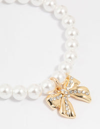 Gold Pearl & Heart Locket Stretch Bracelets 2-Pack - link has visual effect only