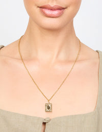 Gold Plated Rectangular Locket Pendant Necklace - link has visual effect only