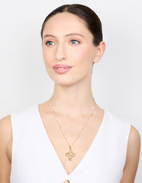 Gold Plated Pearl Station Cross Necklace - link has visual effect only