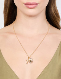 Gold Plated Cross & Mary Charm Necklace - link has visual effect only