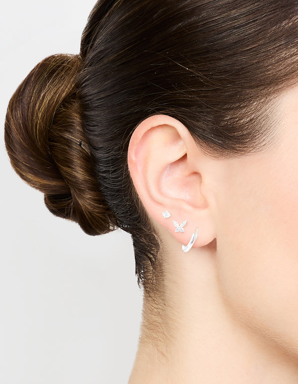 Sterling Silver Cubic Zirconia Butterfly Stud & Hoop Earrings 3-Pack