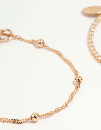 Gold Cubic Zirconia Heart Bracelet & Anklet 4-Pack - link has visual effect only