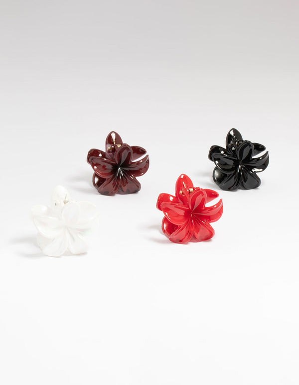 Multicoloured Mini Frangipani Claw Clips 4-Pack