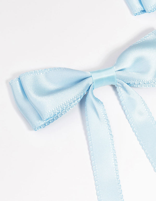 Blue Satin Fabric Scallop Hair Clips 2-Pack