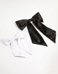 Black & White Fabric Classic Bow Hair Clips 2-Pack - link has visual effect only