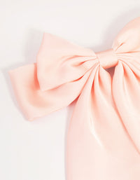 Pink Satin Fabric Bow Hair Clip - link has visual effect only