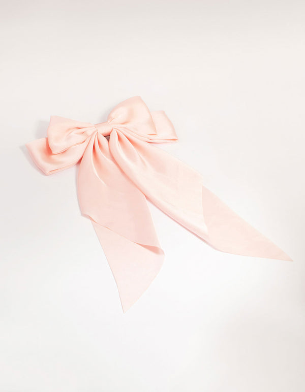 Pink Satin Fabric Bow Hair Clip