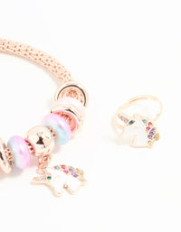 Kids Rose Gold Unicorn Stretch Bracelet & Ring Set - link has visual effect only
