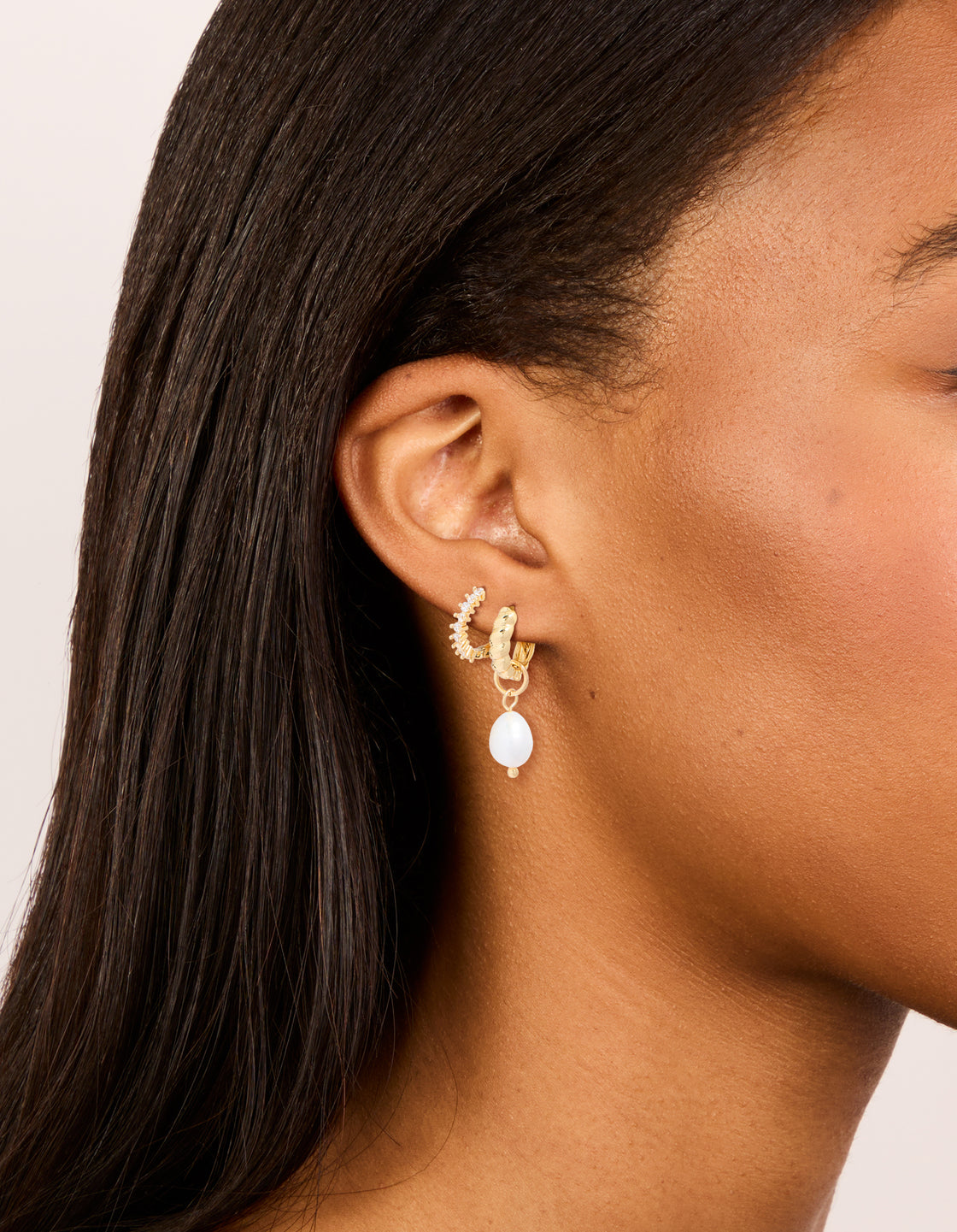Gold Plated Cubic Zirconia Marquise & Pearl Drop Earrings 2-Pack