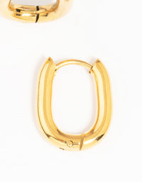 Waterproof Gold Plated Stainless Steel Medium Hoop Earrings - link has visual effect only