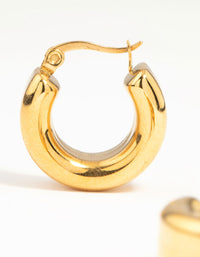 Waterproof Gold Plated Stainless Steel Mid Bubble Hoop Earrings - link has visual effect only