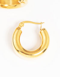 Waterproof Gold Plated Stainless Steel Mid Bubble Hoop Earrings - link has visual effect only