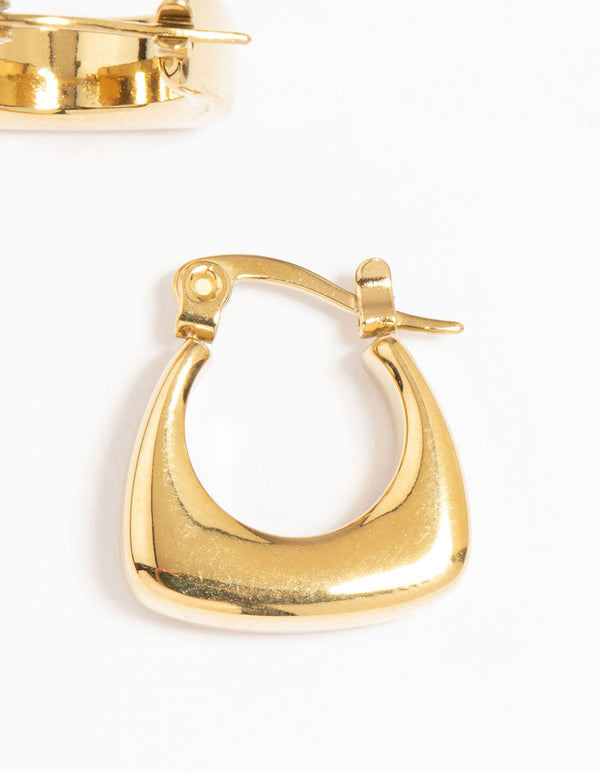 Waterproof Gold Plated Stainless Steel Thick Bottom Curved Hoop Earrings