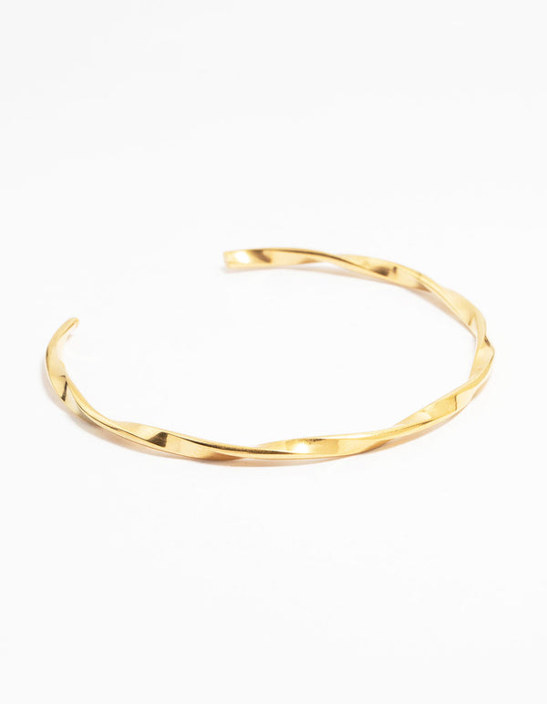 Waterproof Gold Plated Stainless Steel Twisted Wrist Cuff