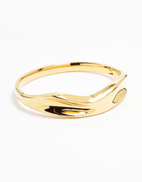 Waterproof Gold Plated Stainless Steel Thick Indented Twist Bracelet - link has visual effect only