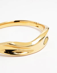 Waterproof Gold Plated Stainless Steel Thick Indented Twist Bracelet - link has visual effect only