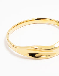Waterproof Gold Plated Stainless Steel Thick Indented Twist Bracelet - link has visual effect only