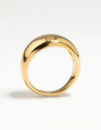 Waterproof Gold Plated Stainless Steel Thick Signet Ring - link has visual effect only