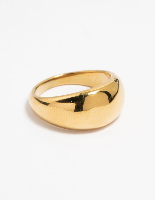 Waterproof Gold Plated Stainless Steel Thick Signet Ring