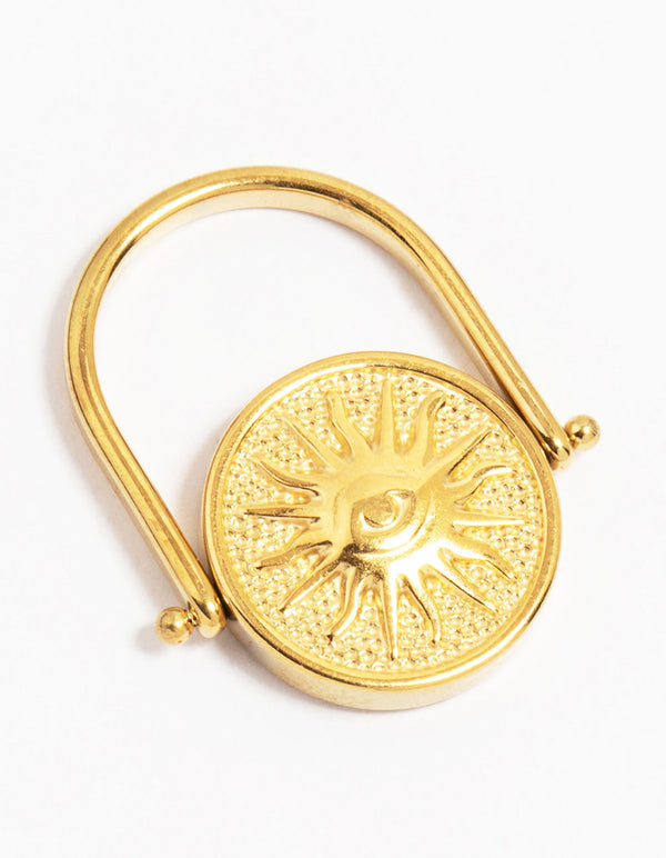 Waterproof Gold Plated Surgical Steel Coin Twist Ring