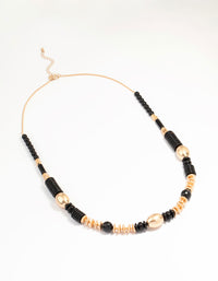 Gold & Black Beaded Layered Necklace - link has visual effect only