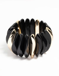 Gold & Black Beaded Stretch Bracelet - link has visual effect only