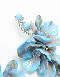 Blue Acrylic Petal Large Drop Earrings - link has visual effect only