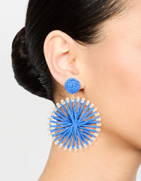 Blue Raffia Diamante Circle Drop Earrings - link has visual effect only