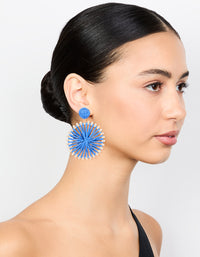 Blue Raffia Diamante Circle Drop Earrings - link has visual effect only
