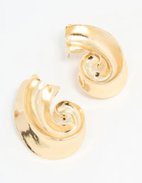 Gold Large Swirl Stud Earrings - link has visual effect only