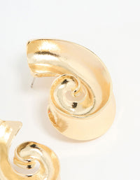 Gold Large Swirl Stud Earrings - link has visual effect only