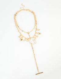 Gold Genuine Shell Charm Y-Necklace - link has visual effect only